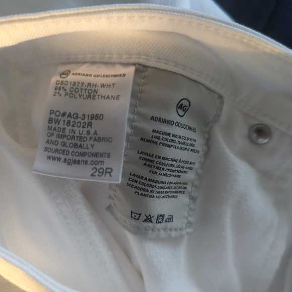 Anthropologie AG The Stevie ankle slim straight raw hem white jeans sz 29 - Picture 7 of 7